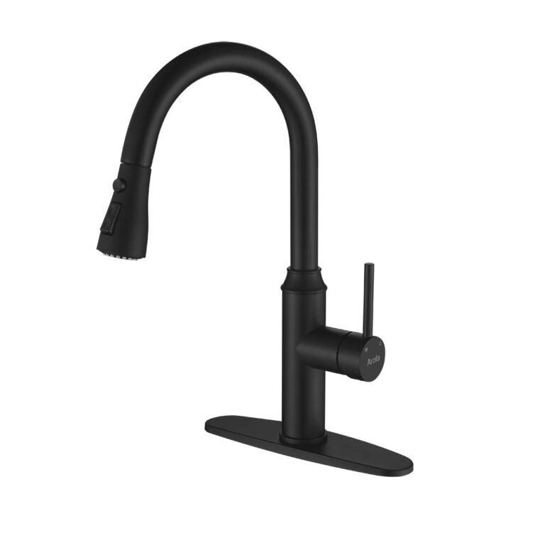 Pull Down Kitchen FaucetArofa A01BY Solid Brass Commercial Matte Black