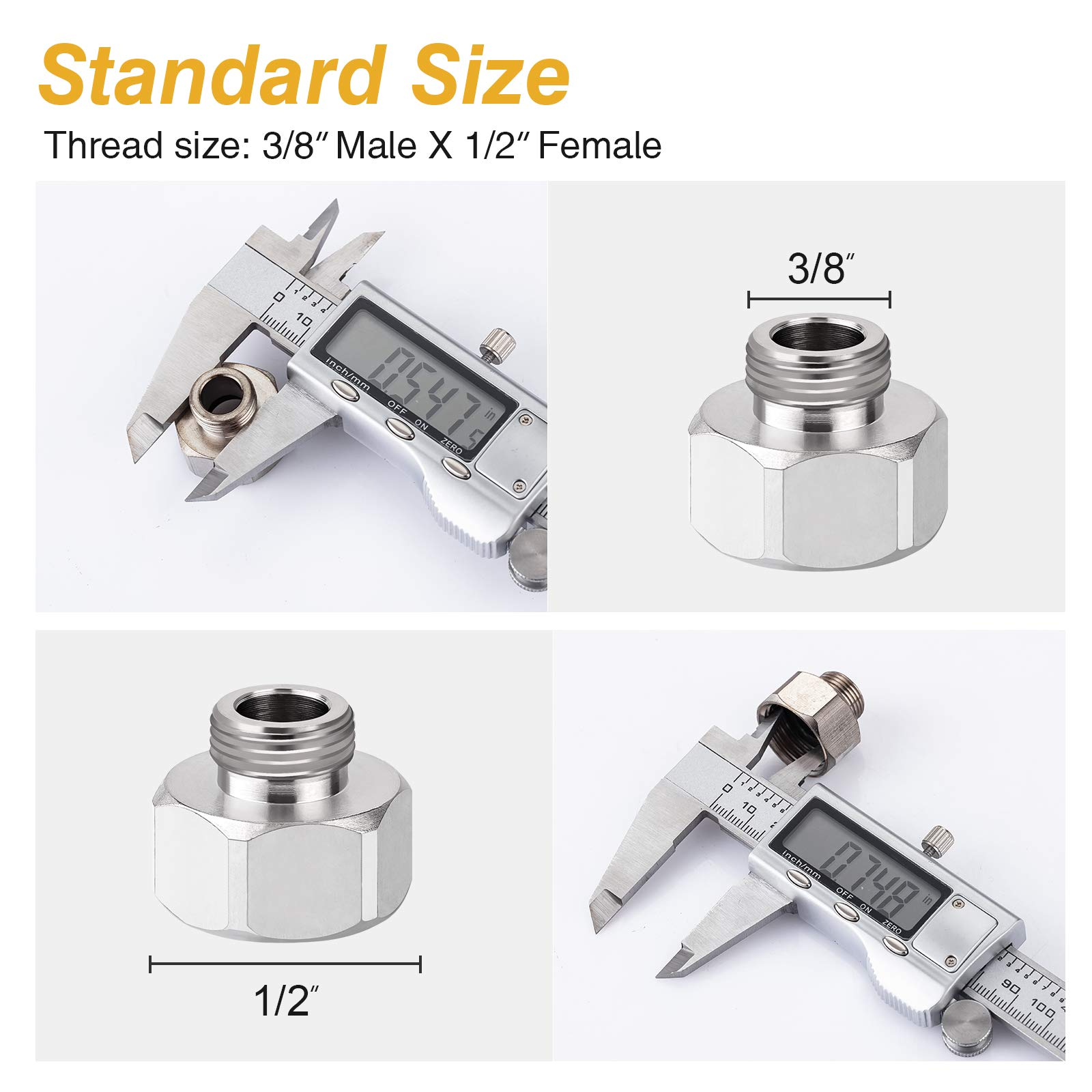 RV Faucet Adapter 1/2 To 3/8 Reducer - Brass Pipe Fitting Male To Male For Kitchen & Camper