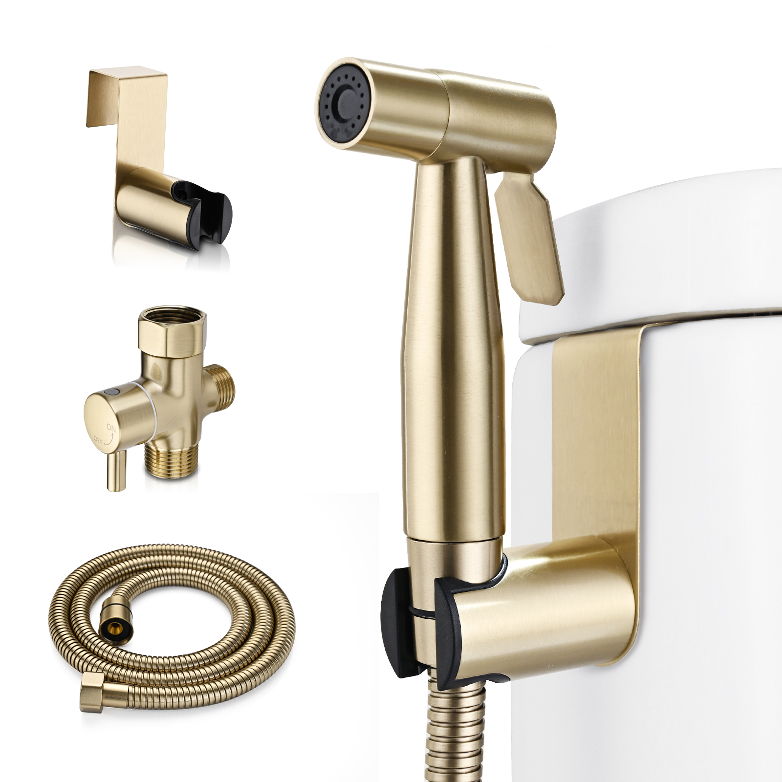 Arofa Gold Handheld Bidet Sprayer for Toilet – Stainless Steel Cloth ...